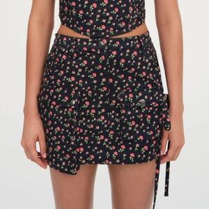 $139 NWT Black For Love And Lemons  “Camille” Denim Mini Skirt Sz X-Small